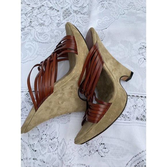 Lumiani Brown Leather & Suede Heels‎ Size 8 - Picture 9 of 11